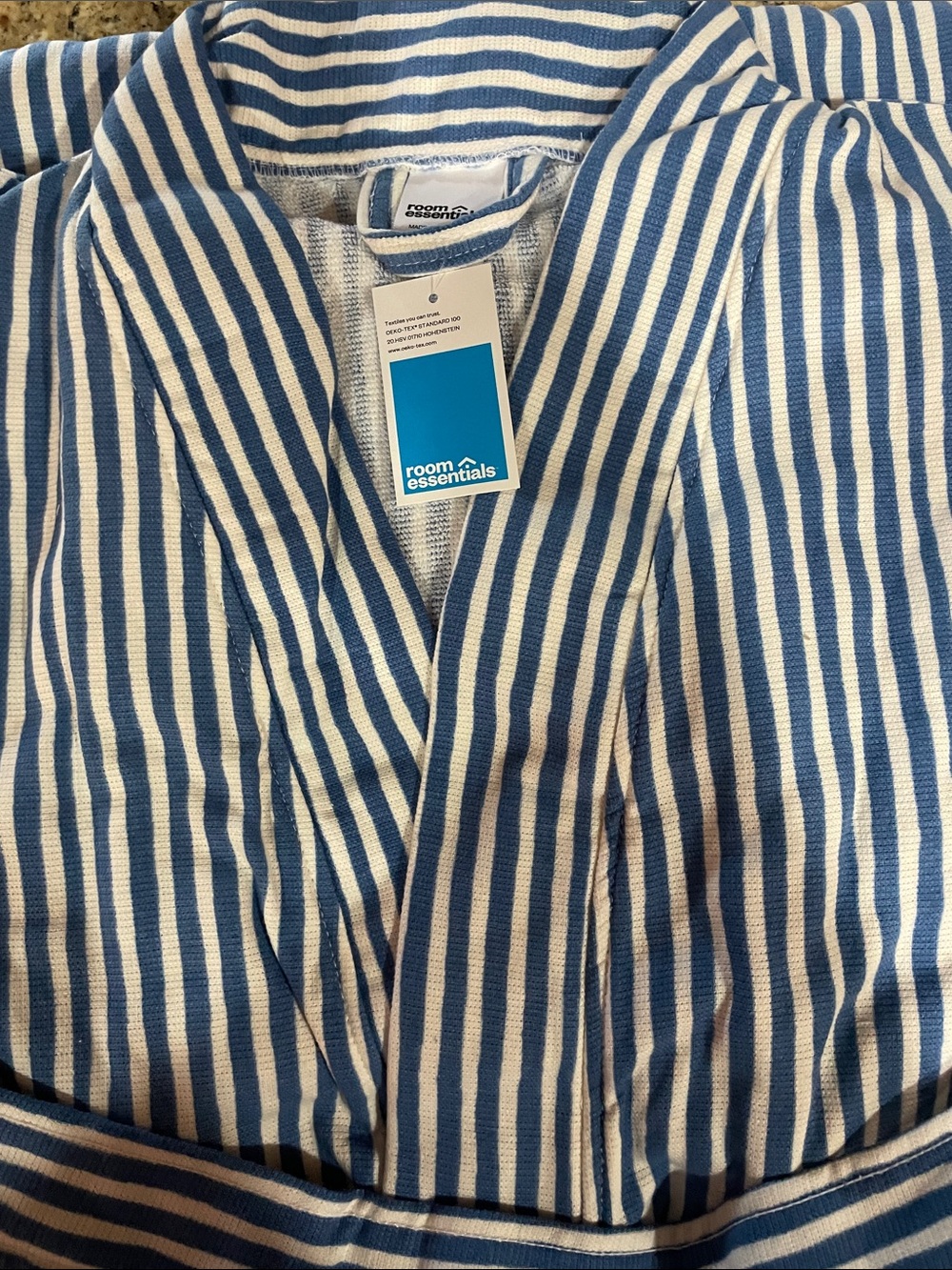 Room Essentials Navy and White Striped Lightweight Robe